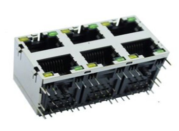 RJ45-8P8C 2*3 六连体 带灯带弹 弯插（5 jb-2*3-8p8c-led-s-e）