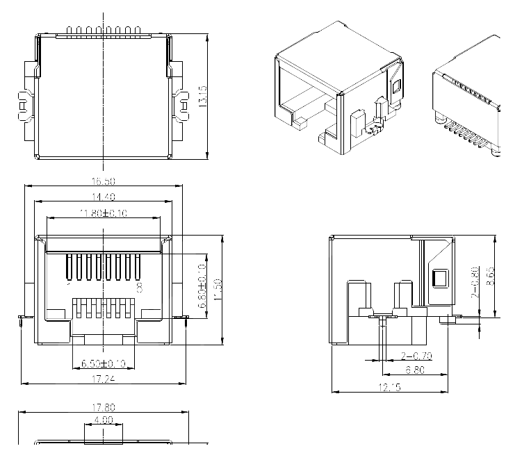 RJ45网络接口（沉板2.85mm规格详解）